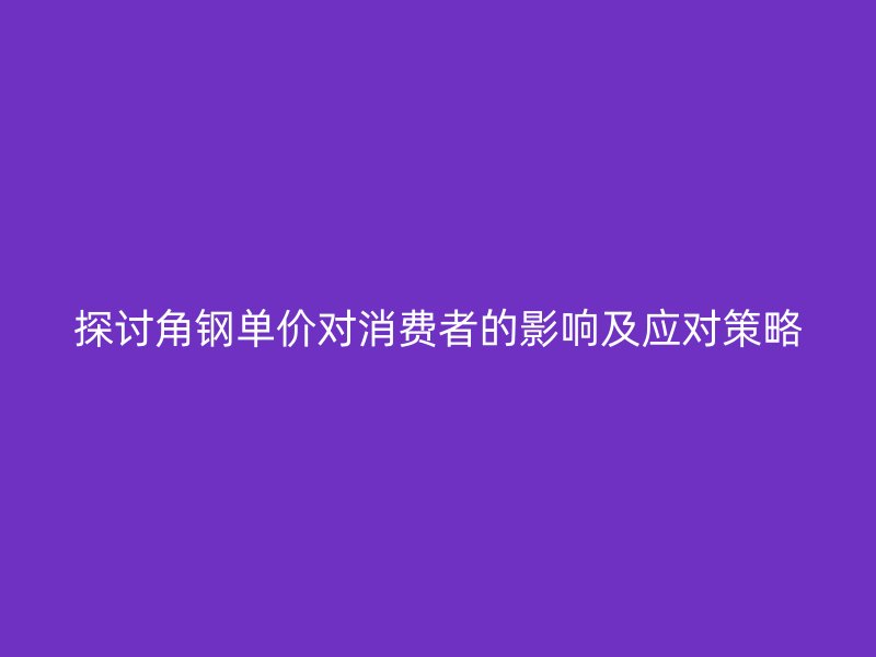 探討角鋼單價對消費者的影響及應對策略