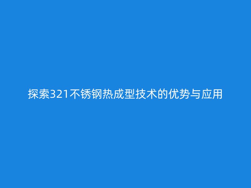 探索321不銹鋼熱成型技術的優勢與應用