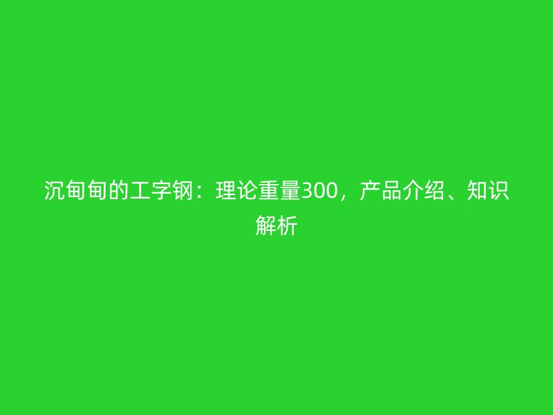 沉甸甸的工字鋼：理論重量300，產品介紹、知識解析