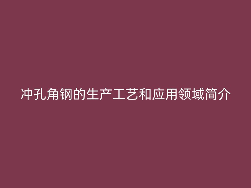 沖孔角鋼的生產(chǎn)工藝和應(yīng)用領(lǐng)域簡(jiǎn)介