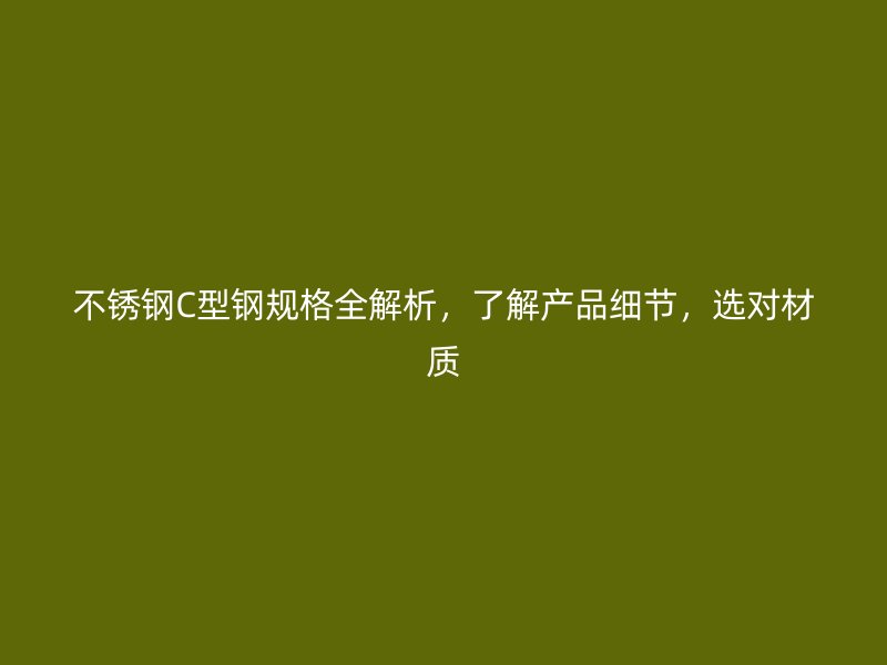 不銹鋼C型鋼規格全解析，了解產品細節，選對材質
