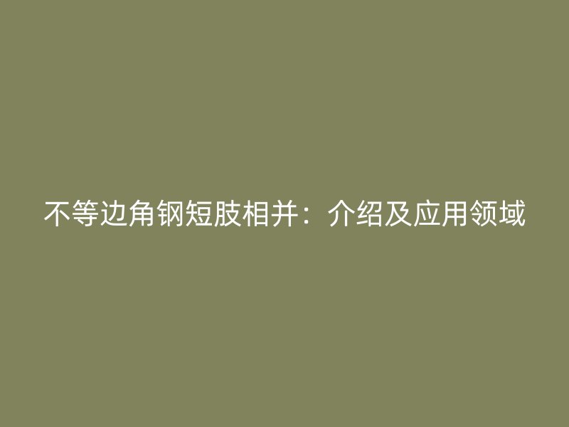 不等邊角鋼短肢相并：介紹及應用領域