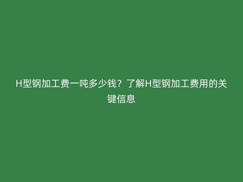 H型鋼加工費一噸多少錢？了解H型鋼加工費用的關(guān)鍵信息