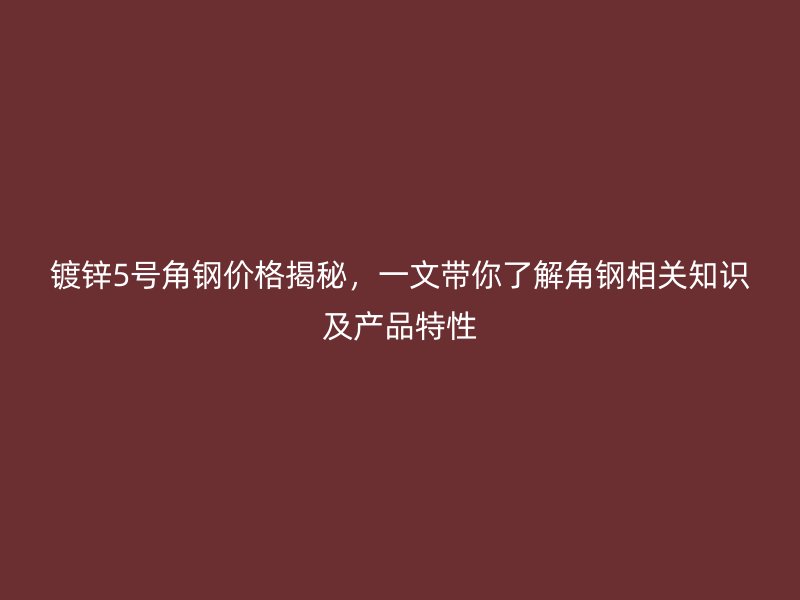 鍍鋅5號角鋼價格揭秘，一文帶你了解角鋼相關知識及產品特性