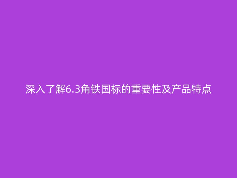 深入了解6.3角鐵國標的重要性及產品特點