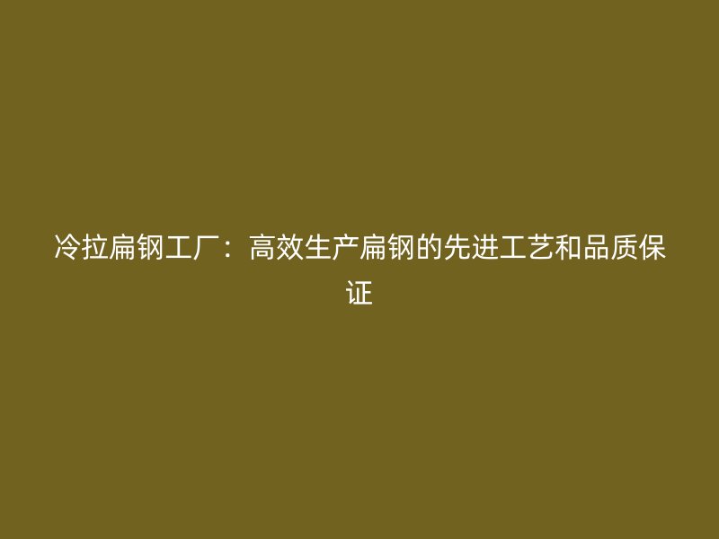 冷拉扁鋼工廠：高效生產(chǎn)扁鋼的先進(jìn)工藝和品質(zhì)保證