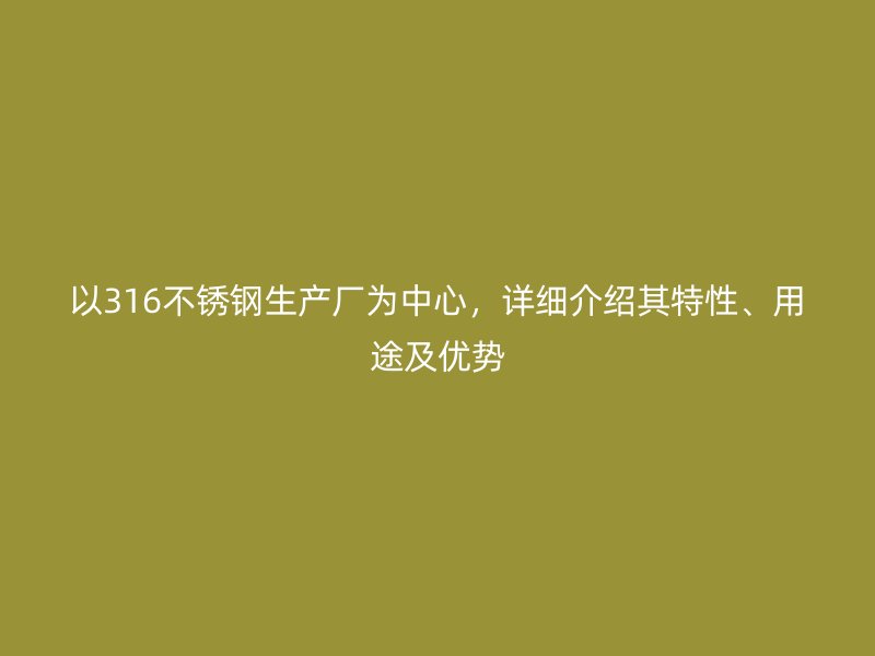 以316不銹鋼生產廠為中心，詳細介紹其特性、用途及優勢