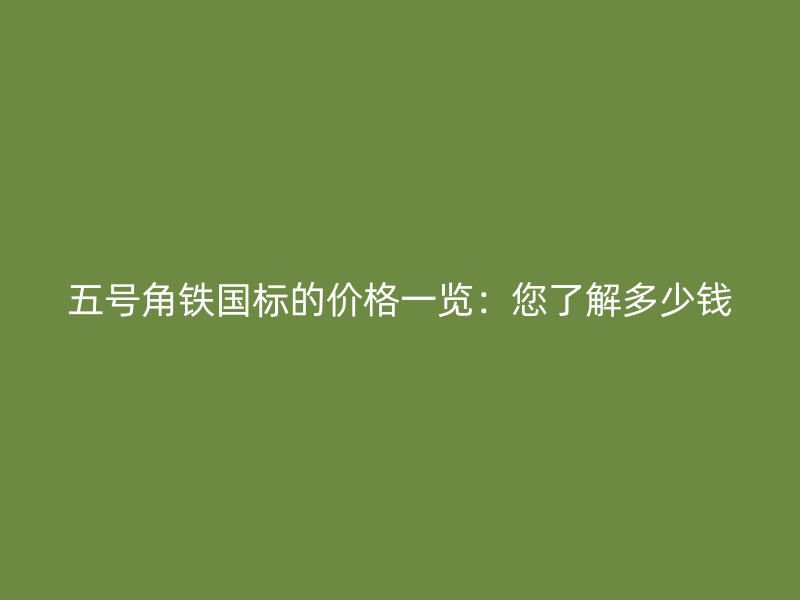 五號角鐵國標的價格一覽：您了解多少錢