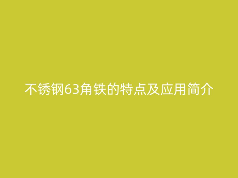 不銹鋼63角鐵的特點及應用簡介