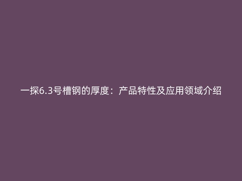 一探6.3號槽鋼的厚度：產品特性及應用領域介紹