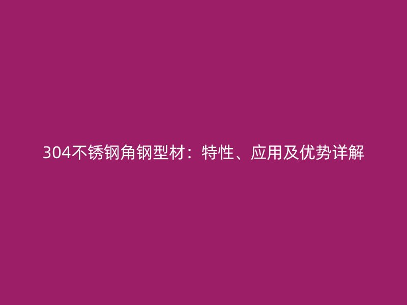 304不銹鋼角鋼型材：特性、應用及優勢詳解