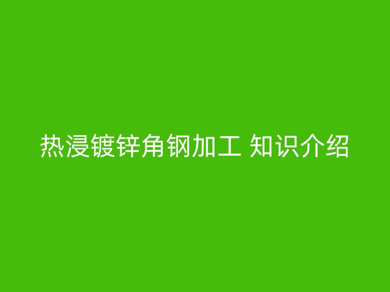熱浸鍍鋅角鋼加工 知識介紹