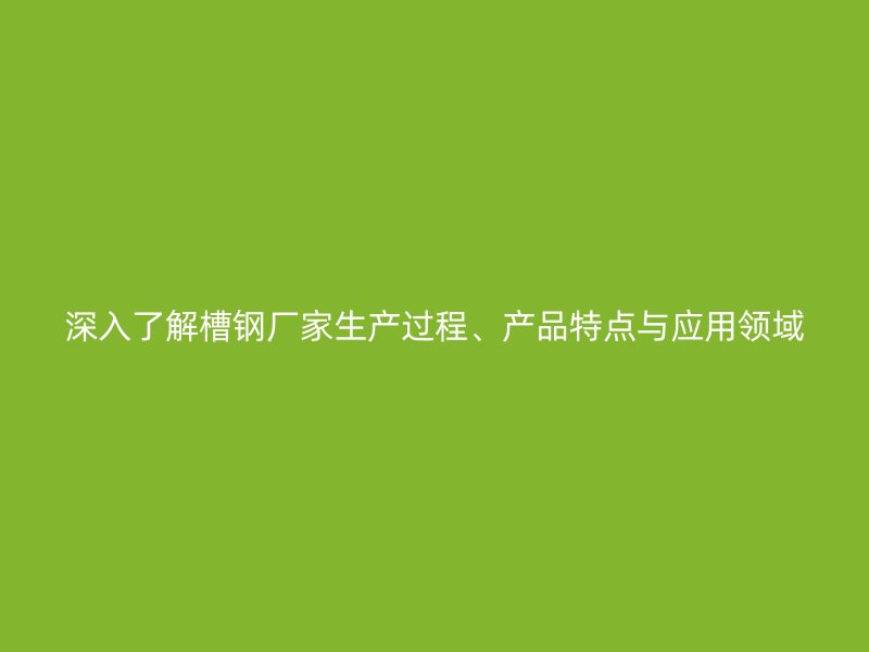 深入了解槽鋼廠家生產過程、產品特點與應用領域