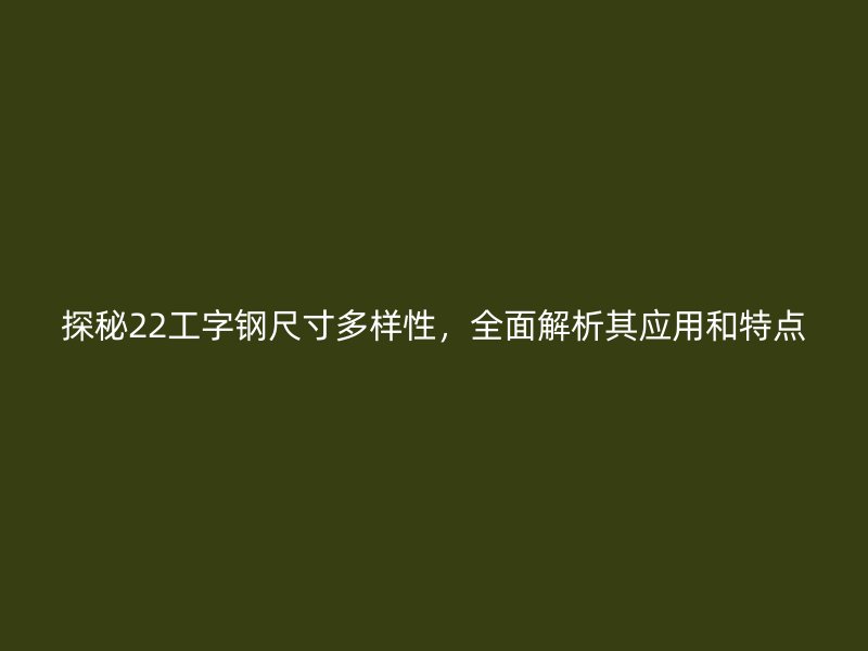 探秘22工字鋼尺寸多樣性，全面解析其應用和特點