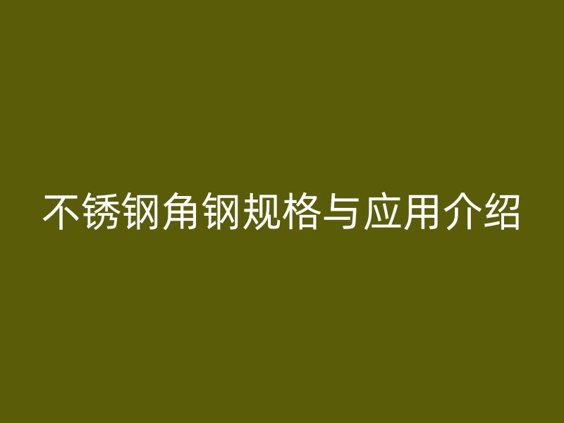 不銹鋼角鋼規格與應用介紹