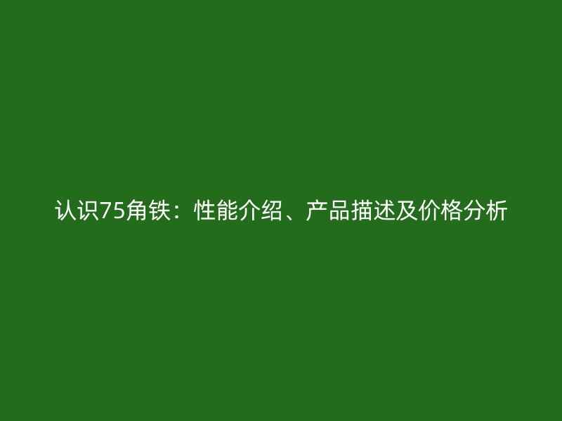 認識75角鐵：性能介紹、產(chǎn)品描述及價格分析