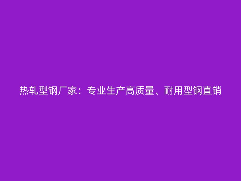 熱軋型鋼廠家：專業生產高質量、耐用型鋼直銷