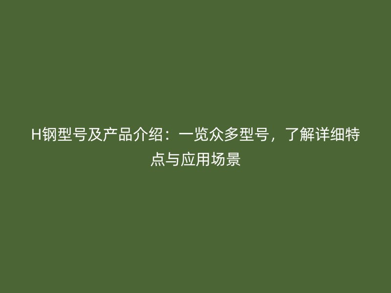 H鋼型號及產品介紹：一覽眾多型號，了解詳細特點與應用場景