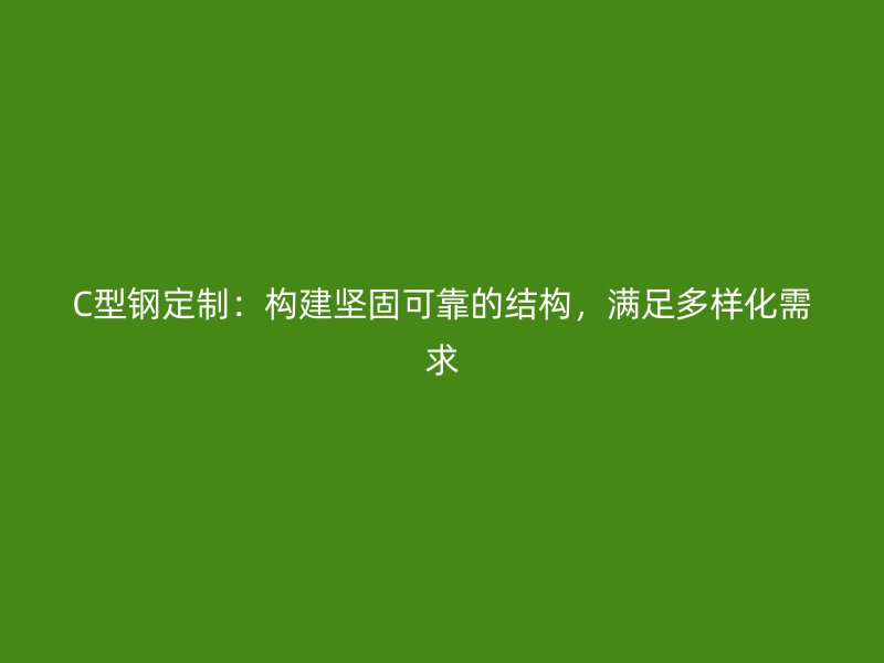 C型鋼定制：構建堅固可靠的結構，滿足多樣化需求