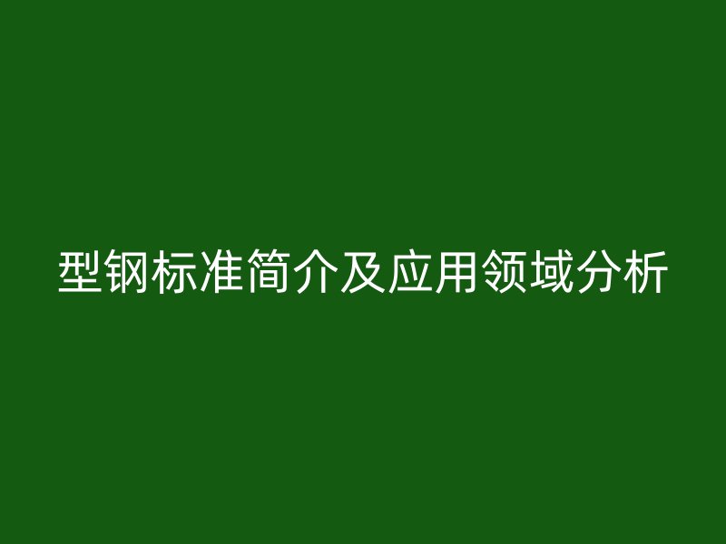 型鋼標準簡介及應用領域分析