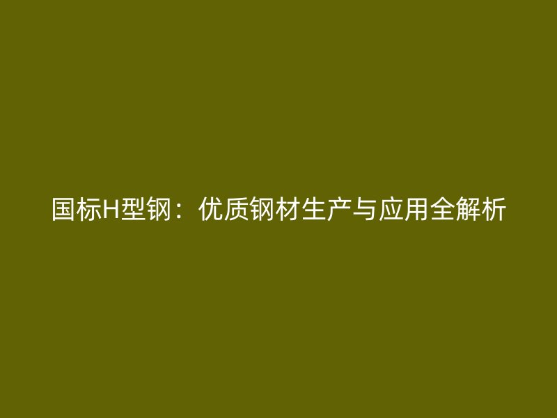 國標H型鋼：優質鋼材生產與應用全解析