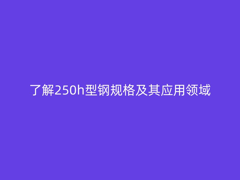 了解250h型鋼規格及其應用領域