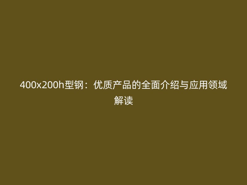 400x200h型鋼：優質產品的全面介紹與應用領域解讀